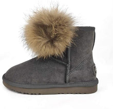 Lade das Bild in den Galerie-Viewer, OB0561 Grey OOG Damen Lederboots mit Fell