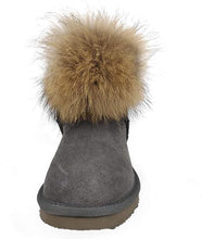 Lade das Bild in den Galerie-Viewer, OB0561 Grey OOG Damen Lederboots mit Fell