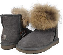 Lade das Bild in den Galerie-Viewer, OB0561 Grey OOG Damen Lederboots mit Fell