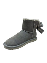 Lade das Bild in den Galerie-Viewer, OB0702 Grey OOG Damen Leder Boots mit Schleife