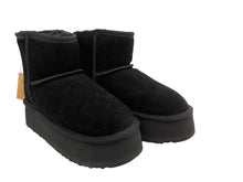 Lade das Bild in den Galerie-Viewer, OB5864 Mini Designer Boots aus Leder, Lammfell mit Plateau Sohle