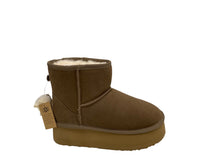 Lade das Bild in den Galerie-Viewer, OB5864 Mini Designer Boots aus Leder, Lammfell mit Plateau Sohle