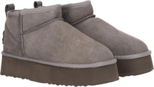 Lade das Bild in den Galerie-Viewer, OB5888 Grey OOG Damen Leder Boots mit Teddyfell
