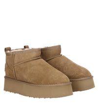 Lade das Bild in den Galerie-Viewer, OB5888 Khaki OOG Damen Leder Boots mit Teddyfell