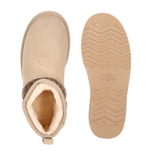 Lade das Bild in den Galerie-Viewer, OB5889 Beige Leo OOG Ultra Mini Damen Leder Boots