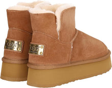 Lade das Bild in den Galerie-Viewer, OB5903 OOG Damen Lederboots mit Teddyfell Camel