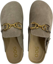 Lade das Bild in den Galerie-Viewer, OS1819 Khaki OOG Damen Leder Hausschuhe Slipper Clogs