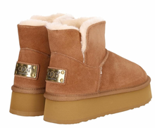 Lade das Bild in den Galerie-Viewer, OB59031 Camel OOG Damen Leder Boots mit Teddyfell EU