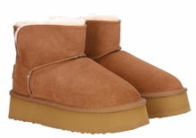 Lade das Bild in den Galerie-Viewer, OB59031 Camel OOG Damen Leder Boots mit Teddyfell EU