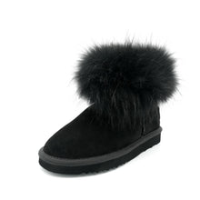 Lade das Bild in den Galerie-Viewer, OB0541 Black/Black OOG Damen Leder Boots mit Fell