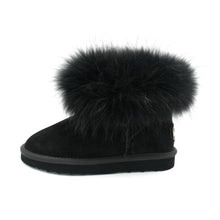 Lade das Bild in den Galerie-Viewer, OB0541 Black/Black OOG Damen Leder Boots mit Fell