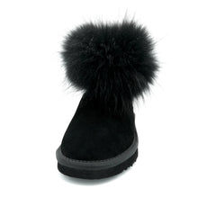 Lade das Bild in den Galerie-Viewer, OB0541 Black/Black OOG Damen Leder Boots mit Fell