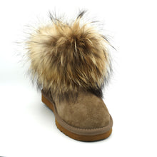 Lade das Bild in den Galerie-Viewer, OB0541 Khaki OOG Damen Lederboots mit Fell EU