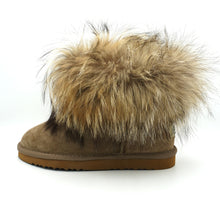 Lade das Bild in den Galerie-Viewer, OB0541 Khaki OOG Damen Lederboots mit Fell EU