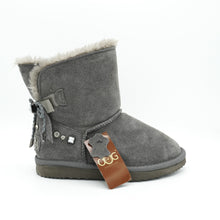Lade das Bild in den Galerie-Viewer, OB0691 Grey Kinder Boots mit Schleife/Stein