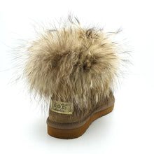 Lade das Bild in den Galerie-Viewer, OB0541 Khaki OOG Damen Lederboots mit Fell EU