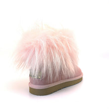 Lade das Bild in den Galerie-Viewer, OB0541 Rosa OOG Damen Leder Boots mit Fell EU
