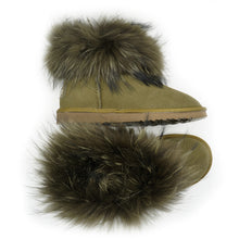 Lade das Bild in den Galerie-Viewer, OB0541 Green OOG Damen Leder Boots mit Fell