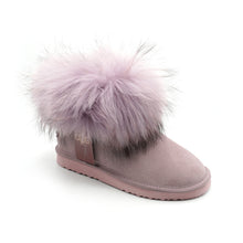 Lade das Bild in den Galerie-Viewer, OB0541 Flamingo Rosa OOG Damen Leder Boots mit Fell