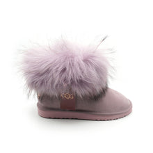 Lade das Bild in den Galerie-Viewer, OB0541 Flamingo Rosa OOG Damen Leder Boots mit Fell