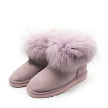 Lade das Bild in den Galerie-Viewer, OB0541 Flamingo Rosa OOG Damen Leder Boots mit Fell