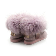 Lade das Bild in den Galerie-Viewer, OB0541 Flamingo Rosa OOG Damen Leder Boots mit Fell