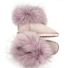 Lade das Bild in den Galerie-Viewer, OB0541 Flamingo Rosa OOG Damen Leder Boots mit Fell