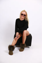 Lade das Bild in den Galerie-Viewer, OB0541 Green OOG Damen Leder Boots mit Fell