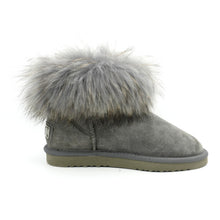 Lade das Bild in den Galerie-Viewer, OB0541 Grey/Grey OOG Damen Leder Boots mit Fell