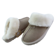 Lade das Bild in den Galerie-Viewer, OBTC064 OOG Damen Leder Hausschuhe mit Lammfell
