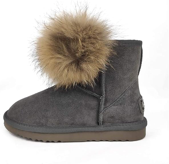 OB0561 Grey OOG Damen Lederboots mit Fell