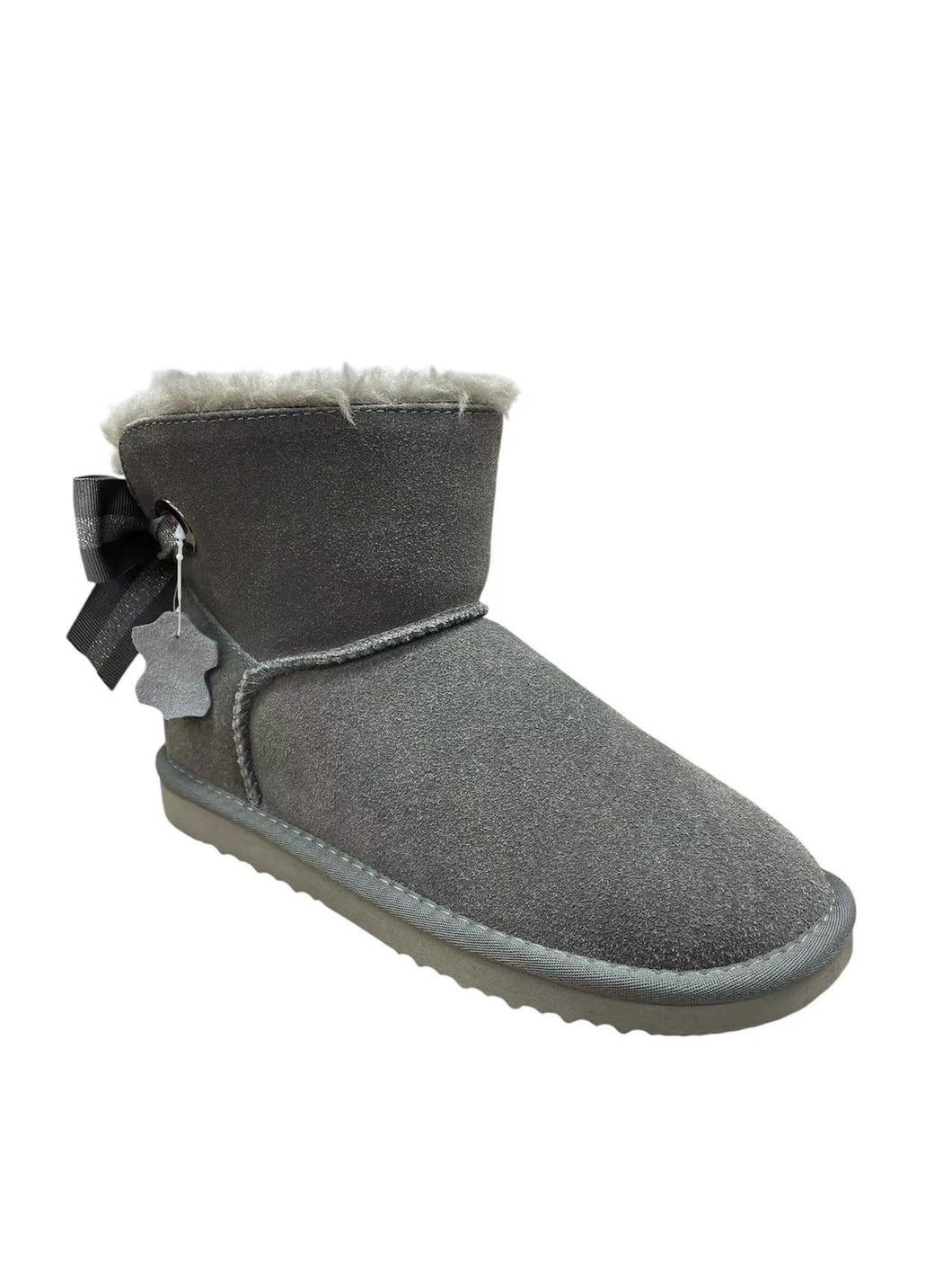 OB0702 Grey OOG Damen Leder Boots mit Schleife