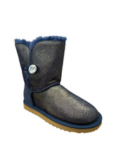 Lade das Bild in den Galerie-Viewer, OB14803 Bu-Blue OOG Damen Lederboots mit Diamanten-Knopf
