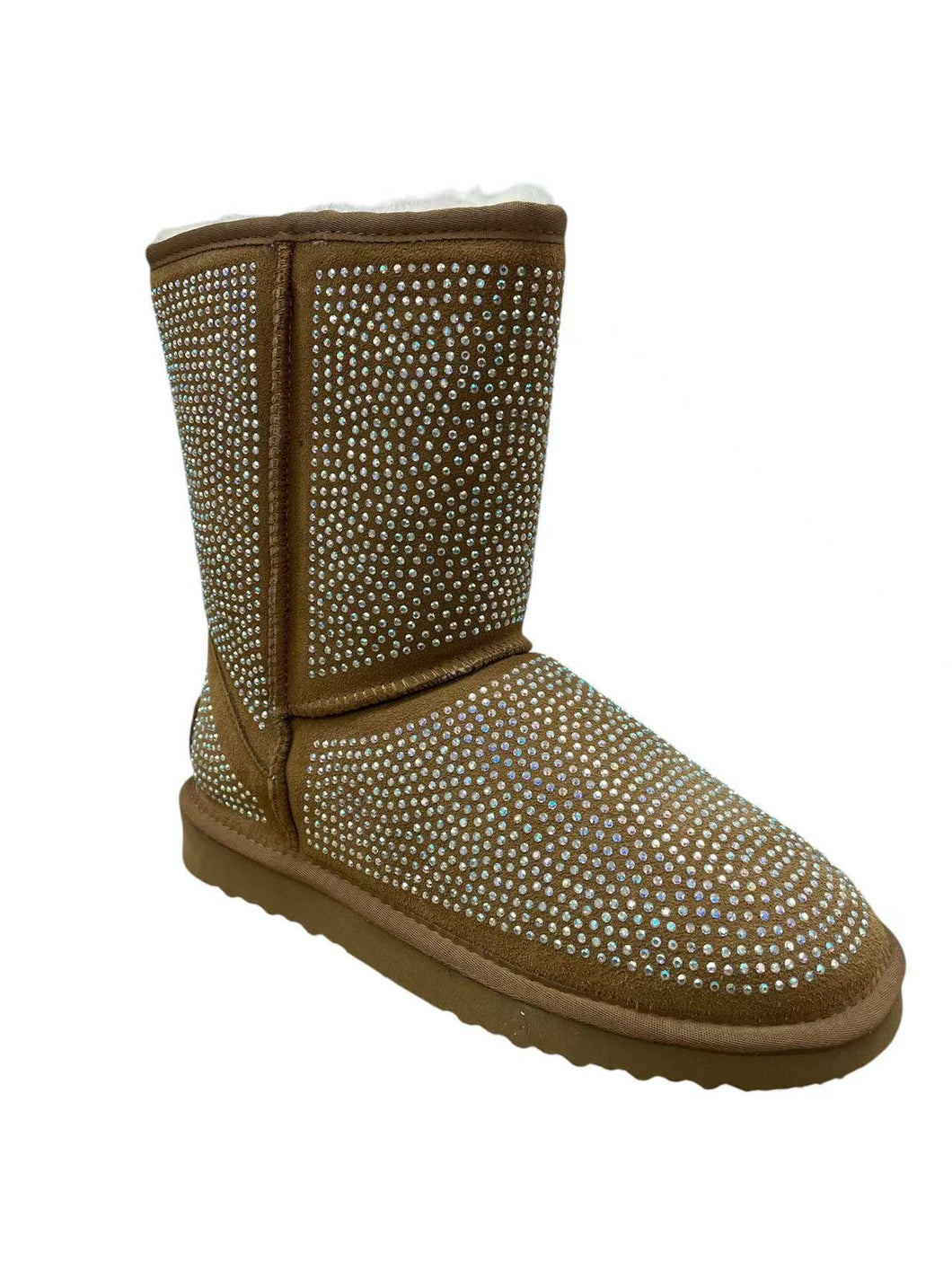 OB5825084 Camel OOG Damen Classic Leder Boots mit Strass