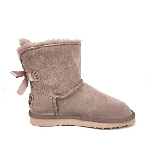 OB6166 Flamingo Hell OOG Damen Leder Boots mit Schleife