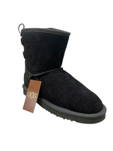Lade das Bild in den Galerie-Viewer, OB62661 Black OOG Damen Leder Boots mit Schleife
