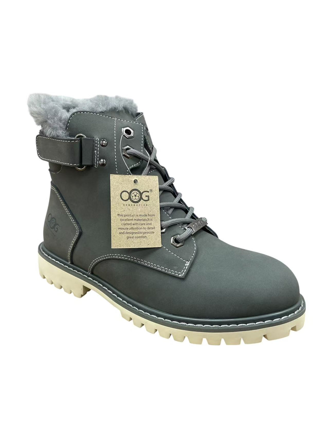 OB7287 Grey OOG Damen Leder Schnürboots