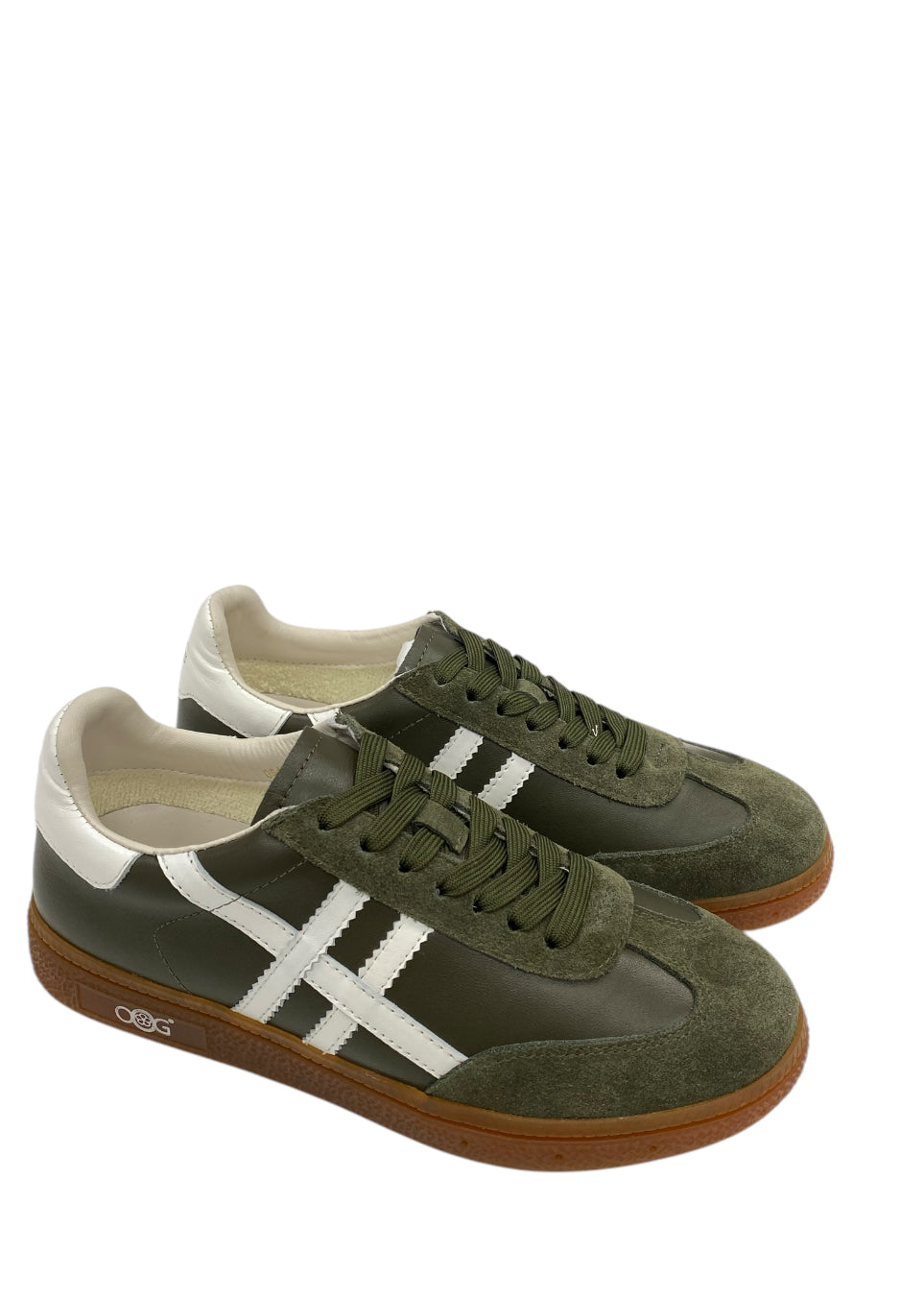 OS1809 Olive OOG Leder Sneakers