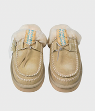 Lade das Bild in den Galerie-Viewer, OB5088 Beige Cozy Hausschuhe aus Echten Leder mit Plateausohle EU
