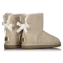 Lade das Bild in den Galerie-Viewer, OB6166 Beige OOG Damen Leder Boots mit Schleife
