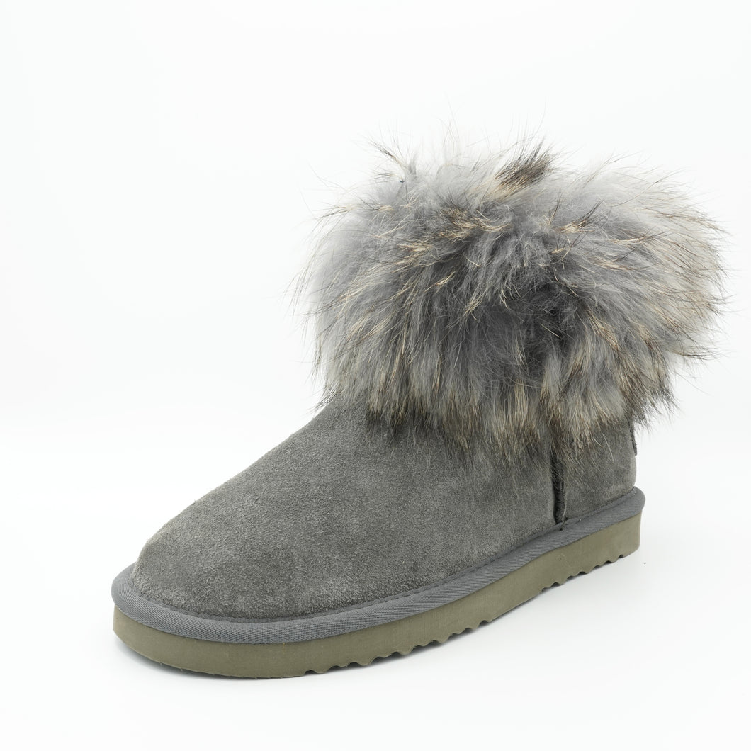 OB0541 Grey/Grey OOG Damen Leder Boots mit Fell